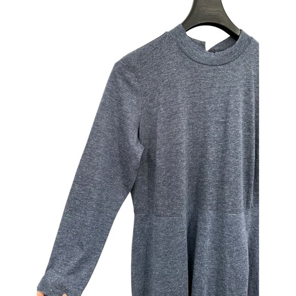 Eloquii Mock-Neck Midi Dress Blue Size 20 Blue Knit Asymmetrical Long Sleeve - Picture 3 of 7